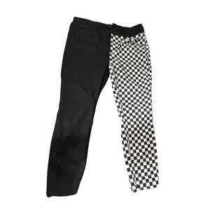 HT Denim Hi Rise Super Skinny Jeans Black Checkerboard Split Women's Size 17